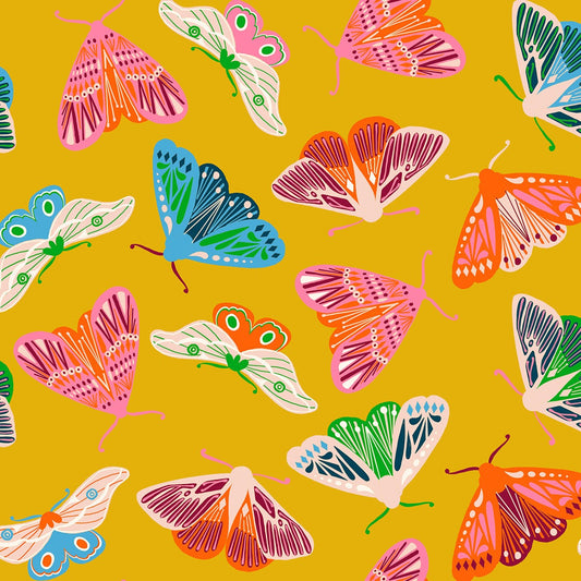 Fluttering On Goldenrod Quilting Cotton