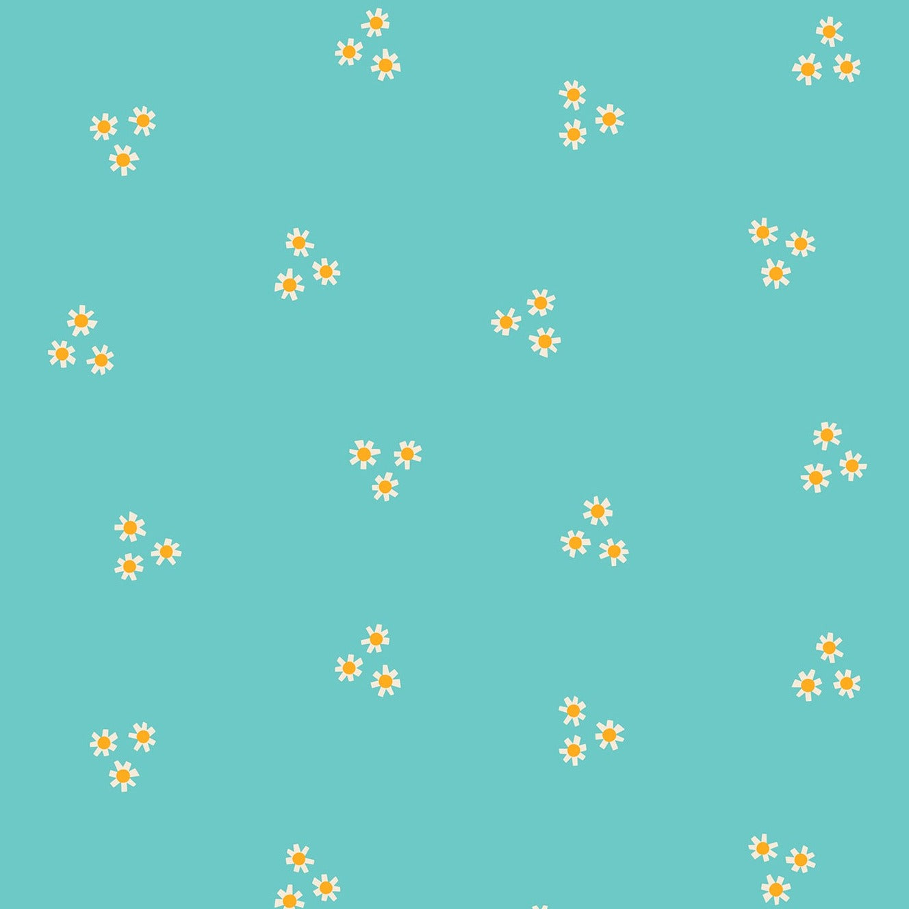 Posies On Turquoise Quilting Cotton