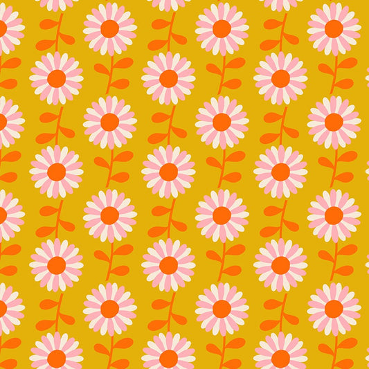 Field Of Flowers On Goldenrod Quilting Cotton