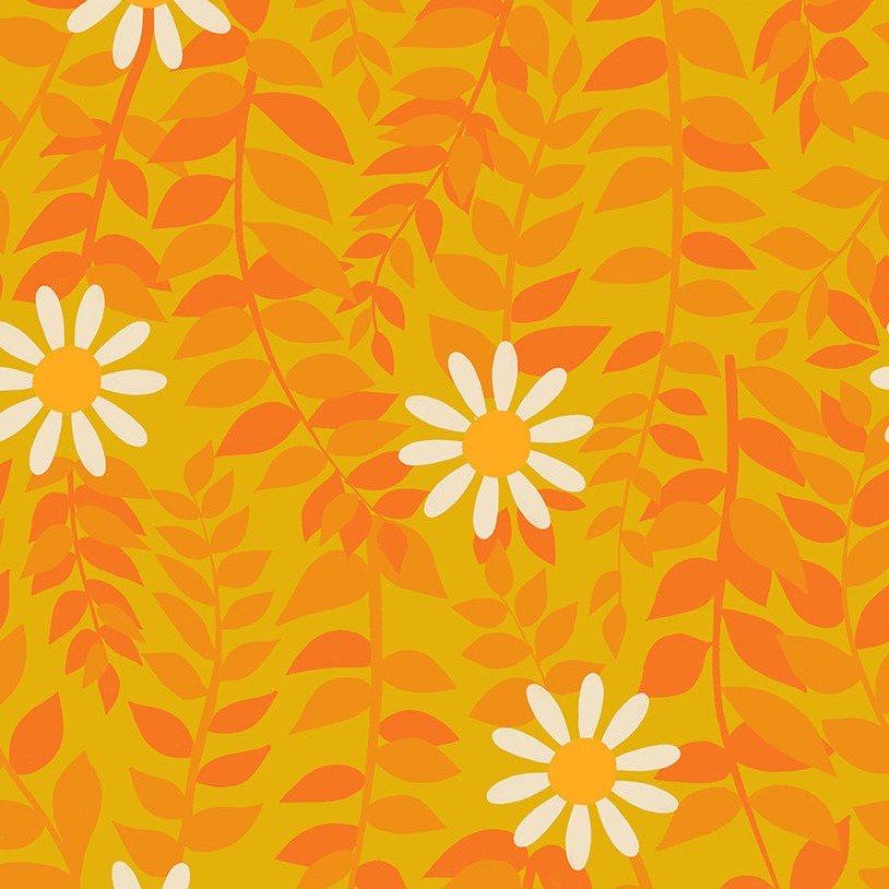 Daisies On Goldenrod Quilting Cotton