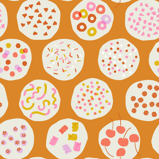 Ice Cream Toppings On Caramel Quilting Cotton