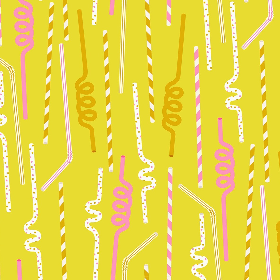 Straws On Citron Quilting Cotton