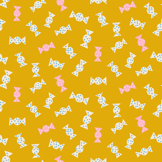 Candy On Goldenrod Quilting Cotton