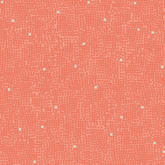 Pixel On Tangerine Dream Quilting Cotton