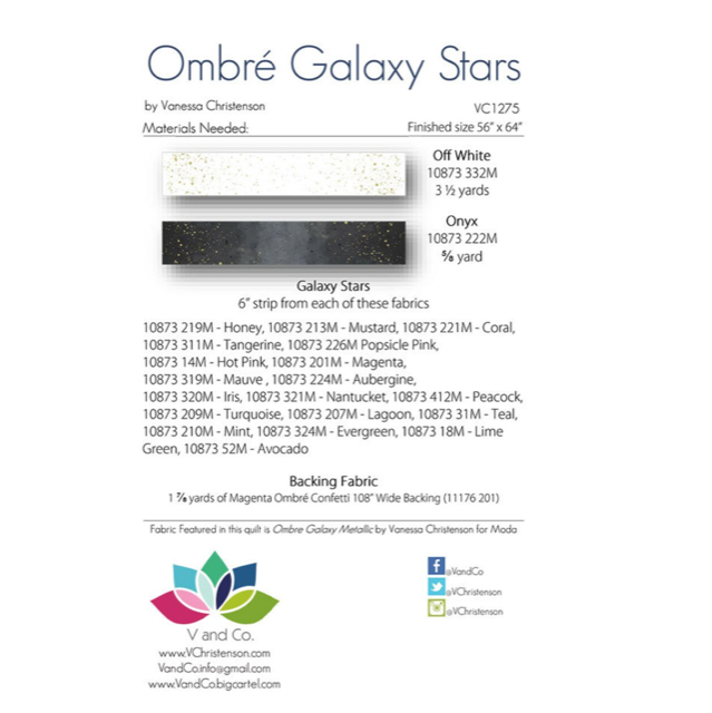 Ombré Galaxy Stars Quilt Pattern