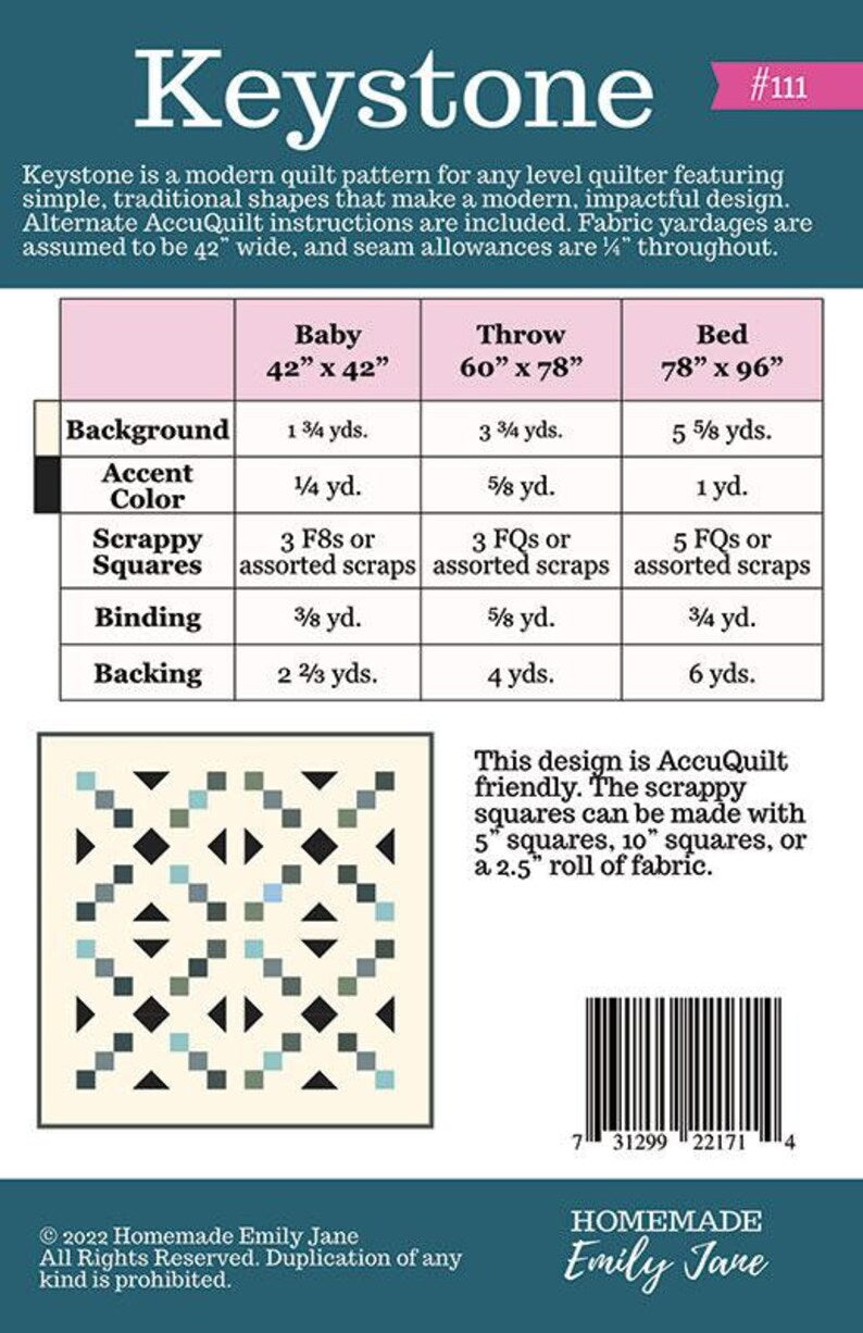 Keystone Quilt Pattern