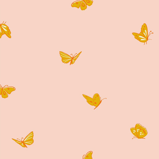 Butterflies On Vintage Pink Quilting Cotton