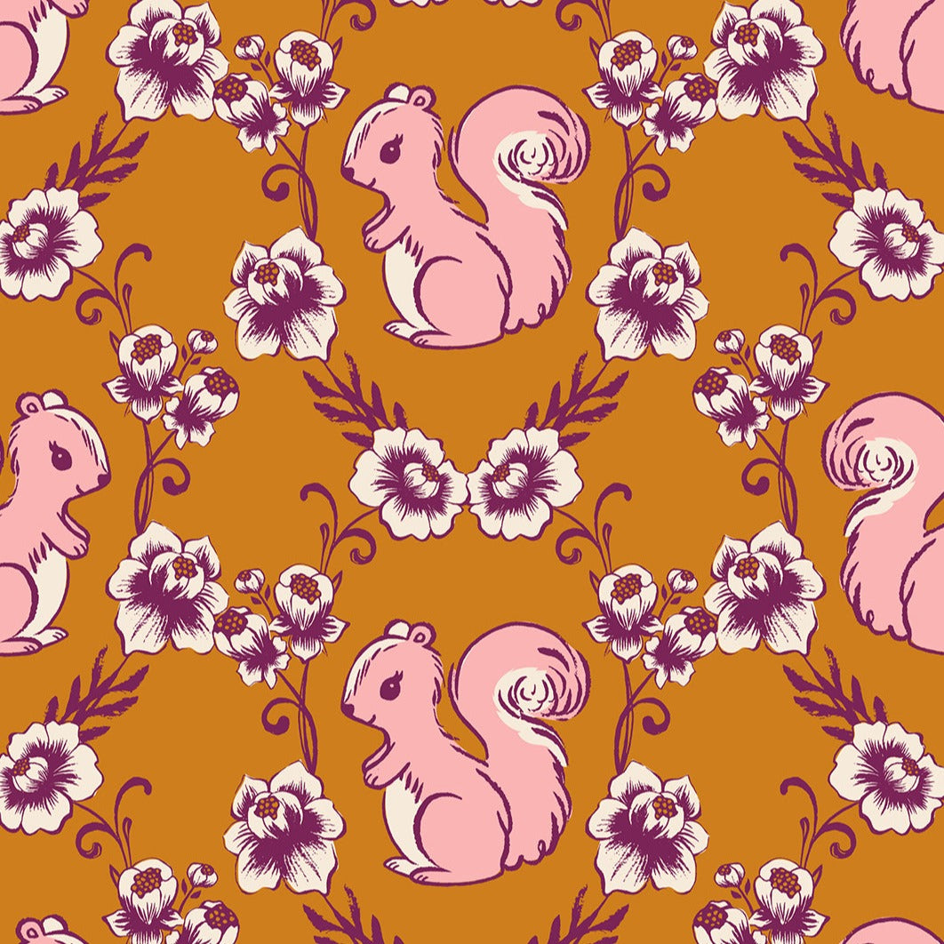 Fancy Squirrel On Earth Quilting Cotton