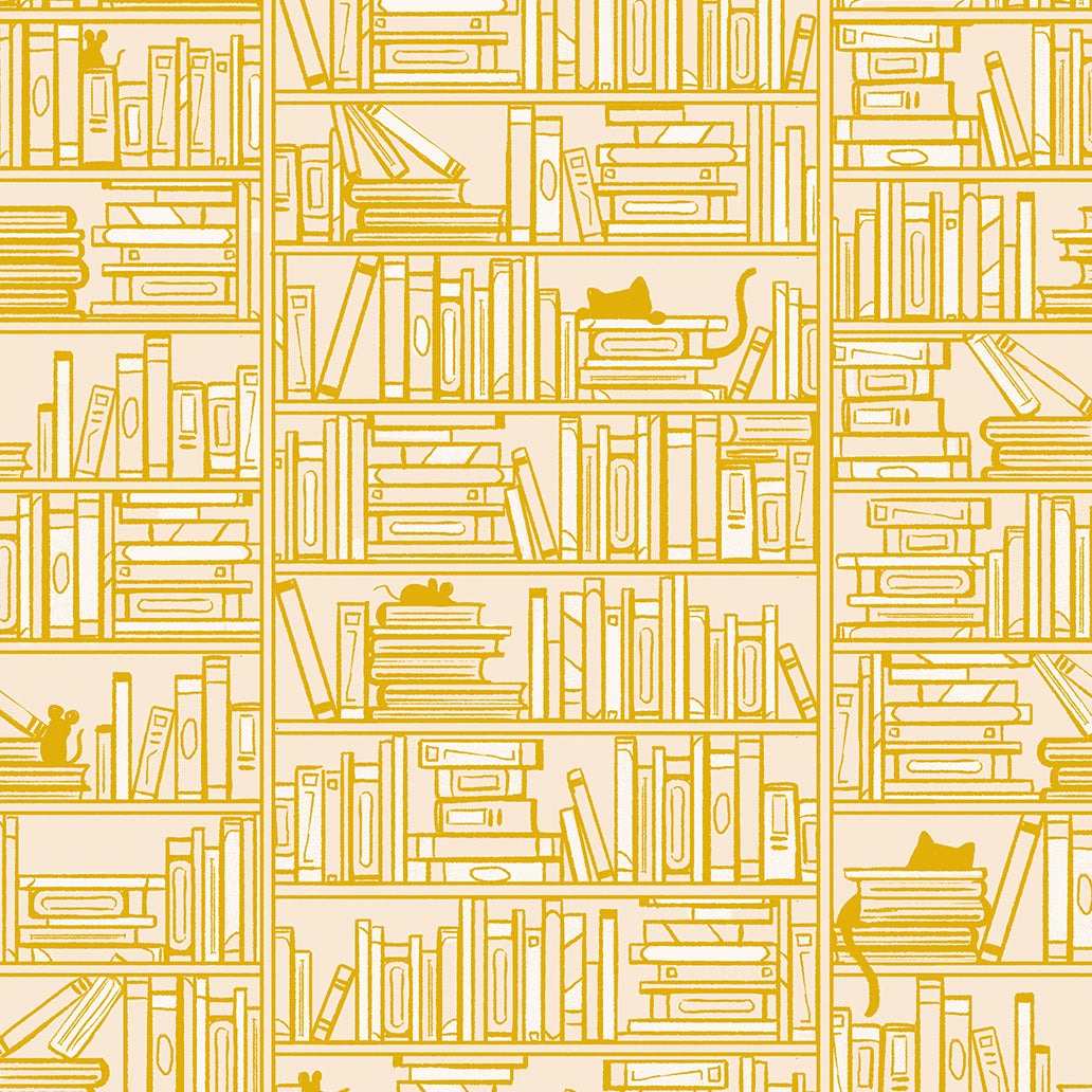 Library On Goldenrod Quilting Cotton