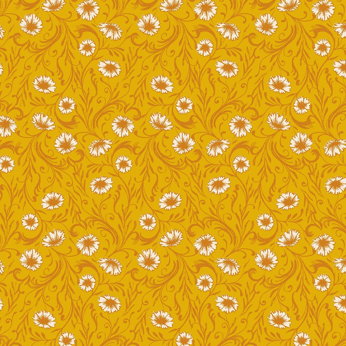Chamomile On Goldenrod Quilting Cotton