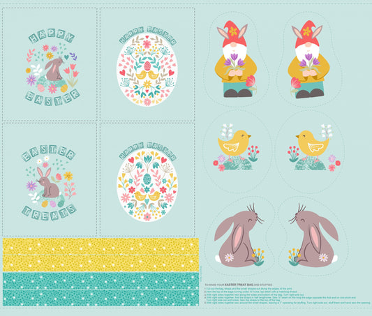 A587 - Easter Bags & Cut Outs Panel (digital) Quilting Fabric