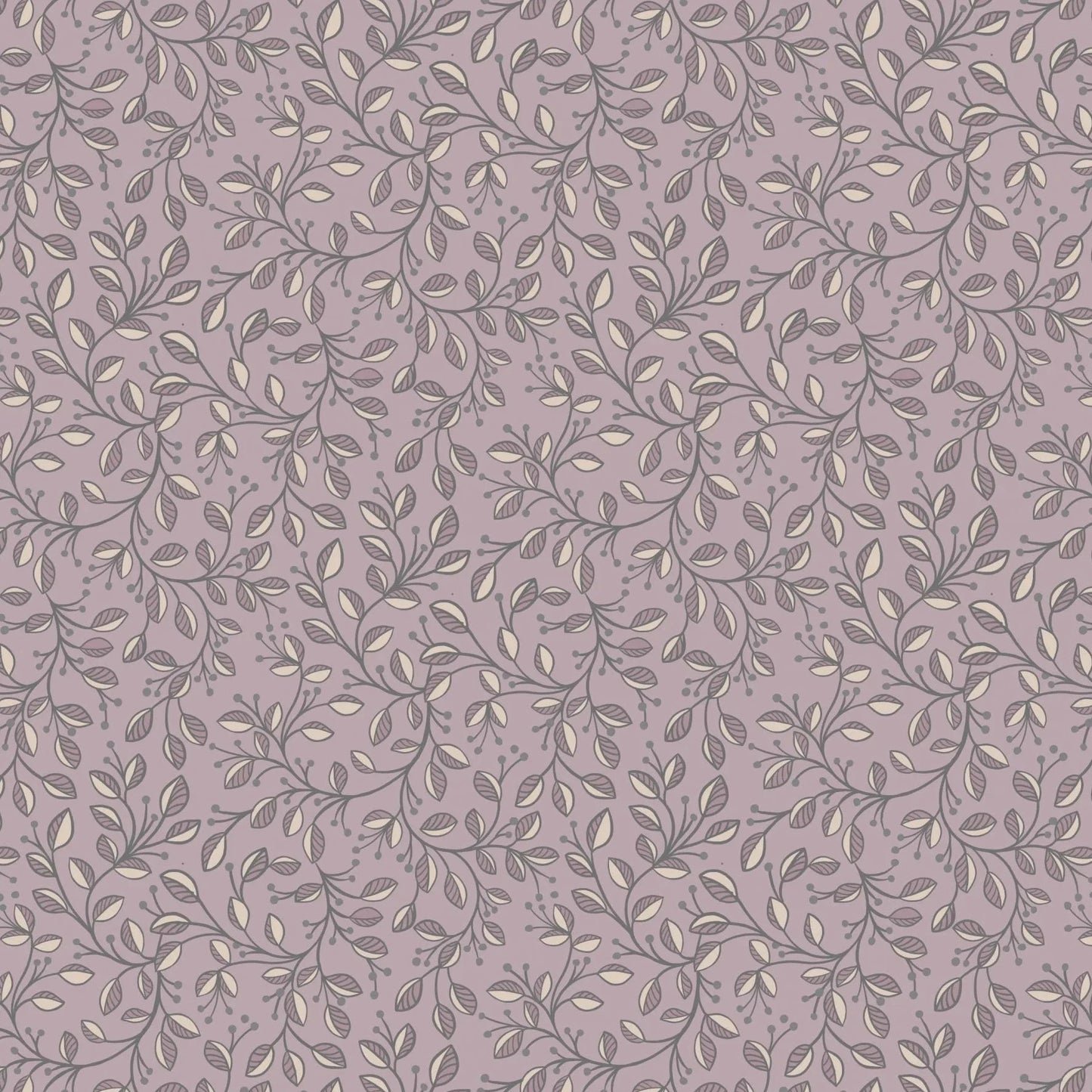 Leaves On Warm Lavender Quilting Fabric
