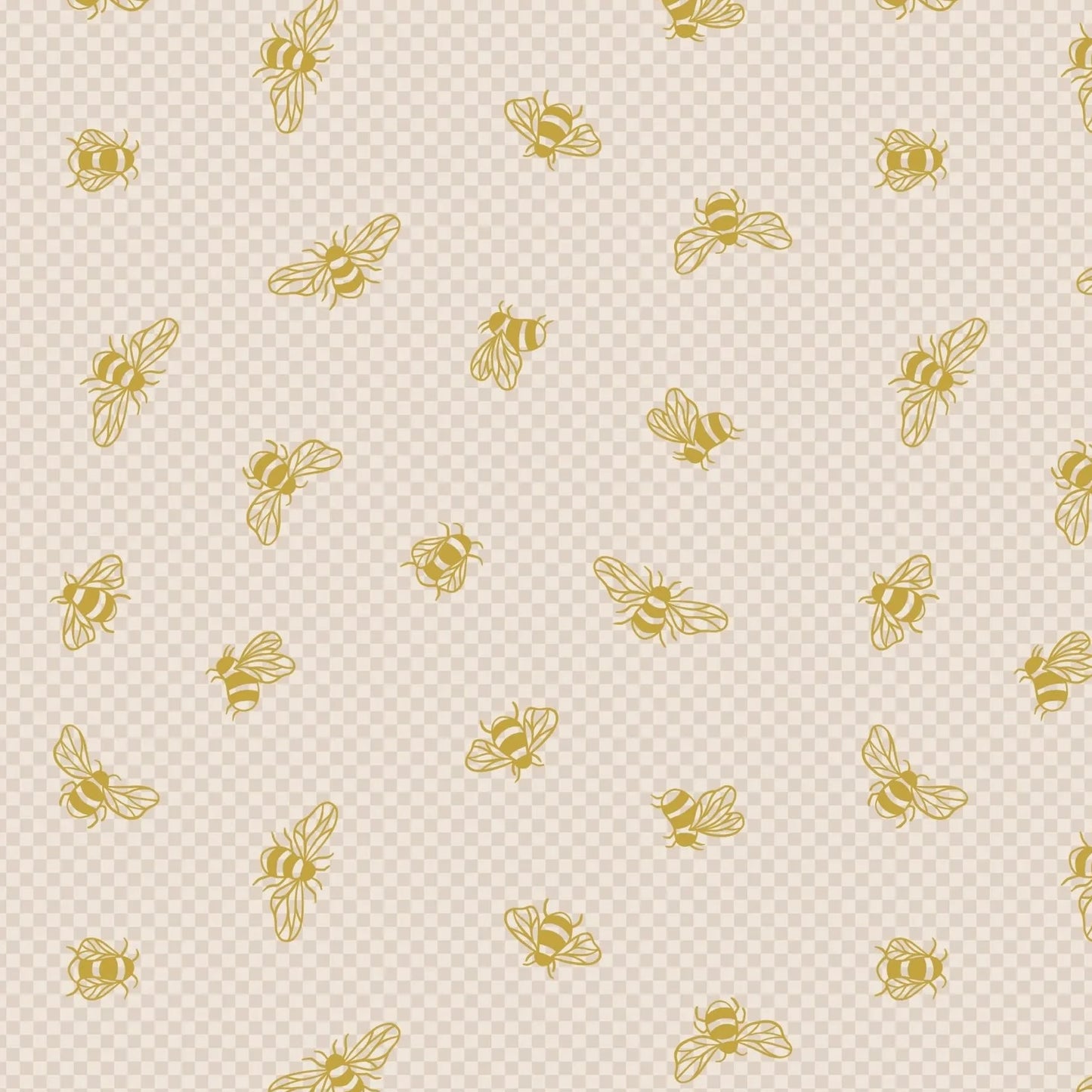 Metallic Gold Bees On Cream Quilting Fabric