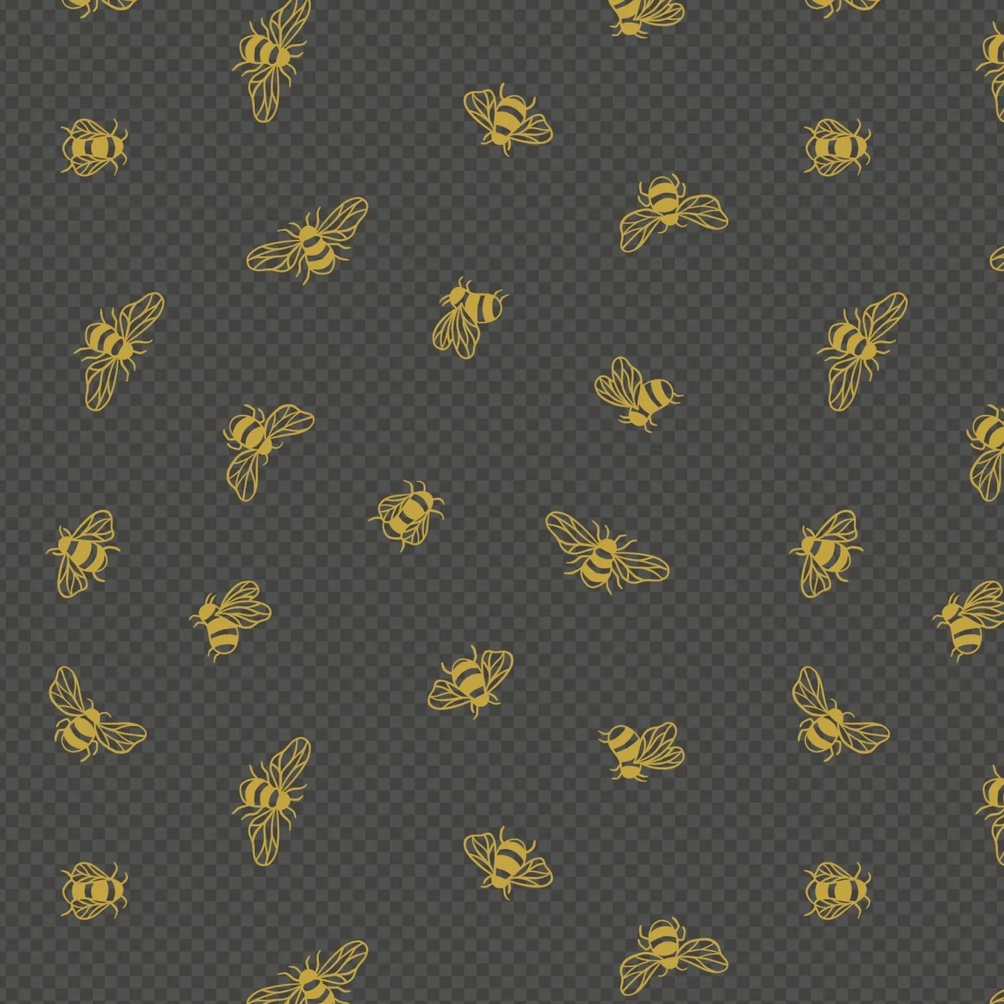 Metallic Gold Bees On Charcoal Quilting Fabric
