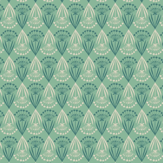A664.2 Floral Stems On Minty Green Quilting Cotton