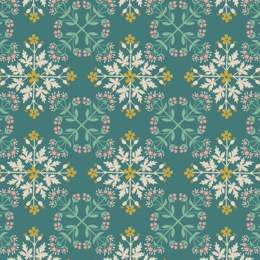 A665.2 Floral Tile On Green Quilting Cotton