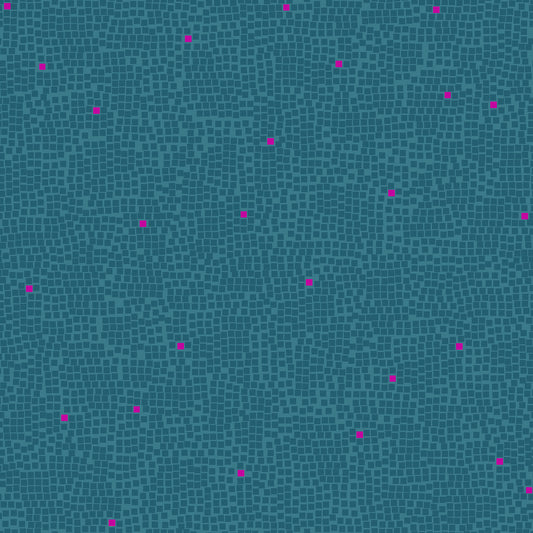 Pixel On Teal Quilting Cotton