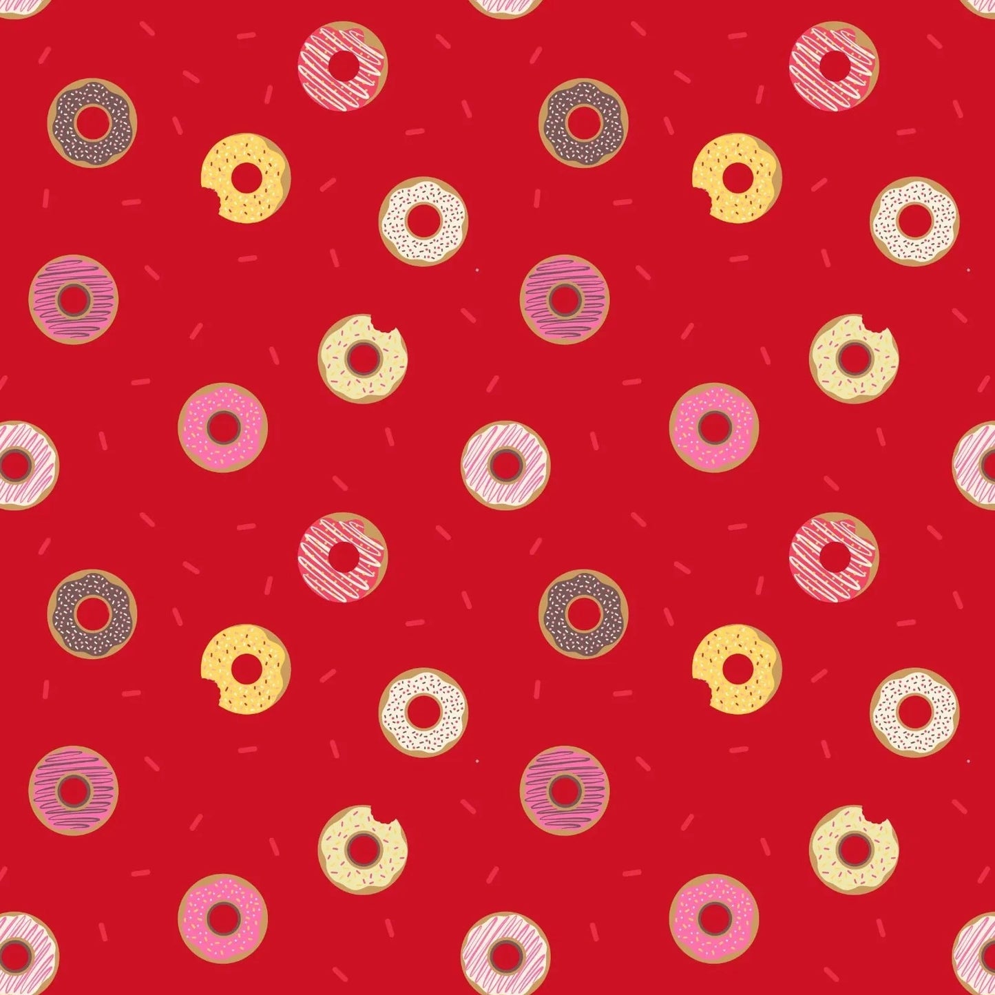 Doughnuts On Red Quilting Fabric