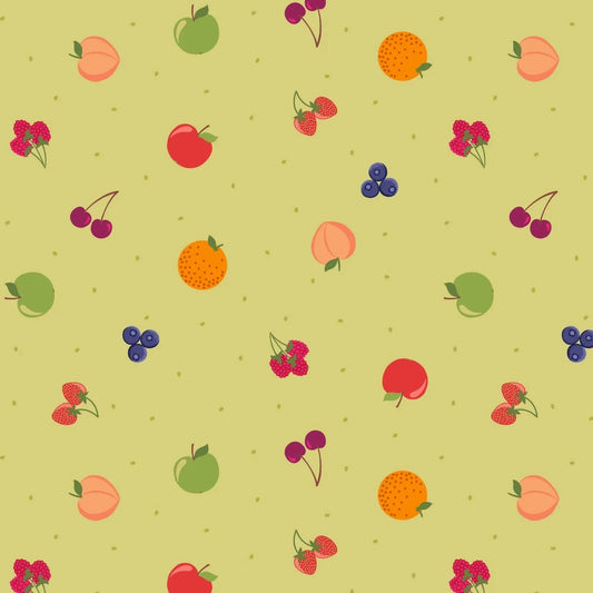 Fruit On Lime Green Quilting Fabric